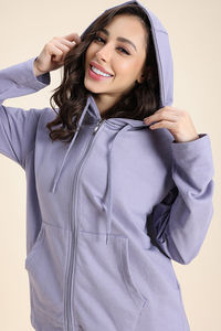 Zivame Knit Cotton Hoodie - Silver Bullet — thumbnail 6